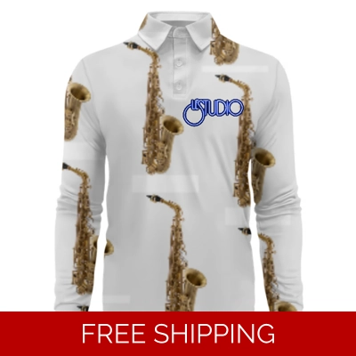 Le Studio Saxophone Custom 3D Long-Sleeved Polo Shirt